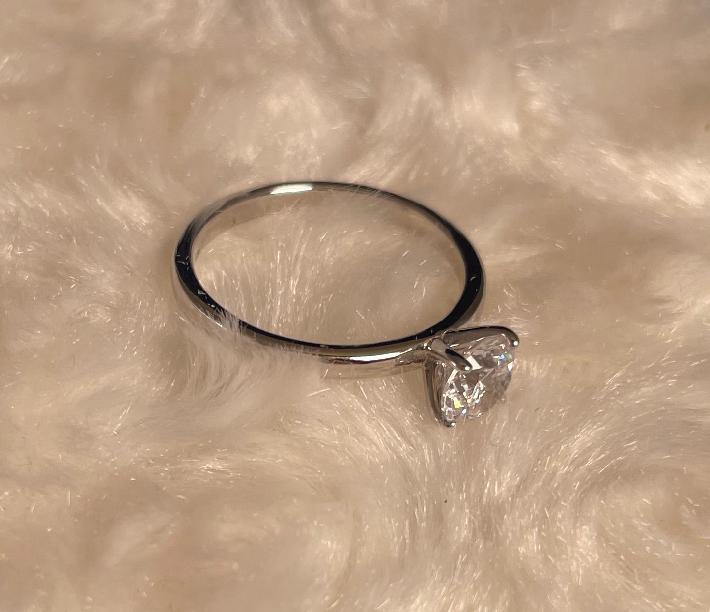 Brilliant Cut Cubic Zirconia Solitaire Rhodium Plated