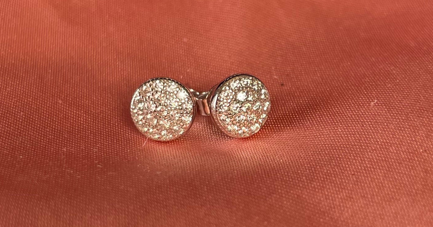 Round Earrings With Cubic Zirconia Rhodium Plated Silver