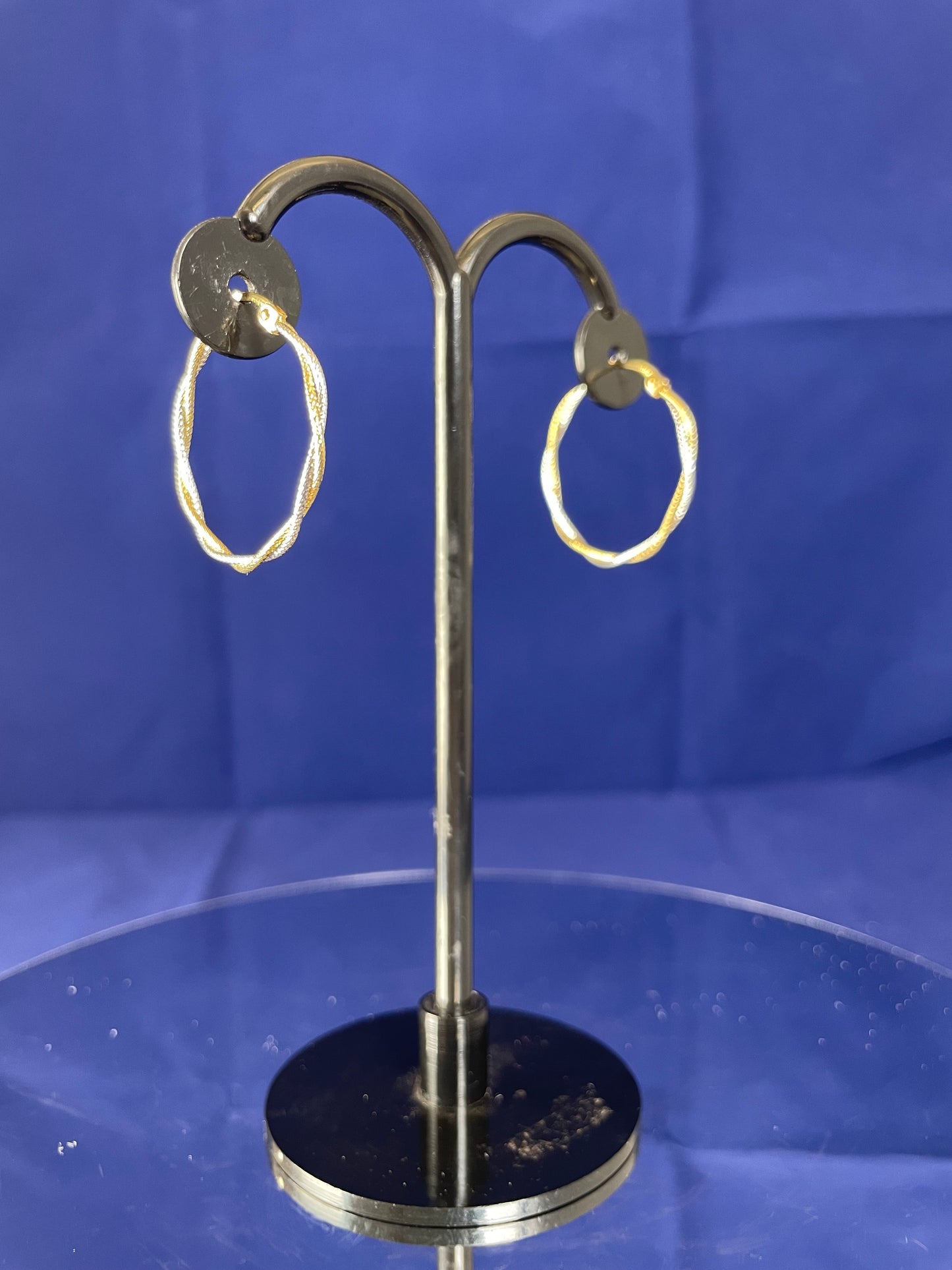 9ct White & Yellow Gold Twisted Wire Hoop Earrings