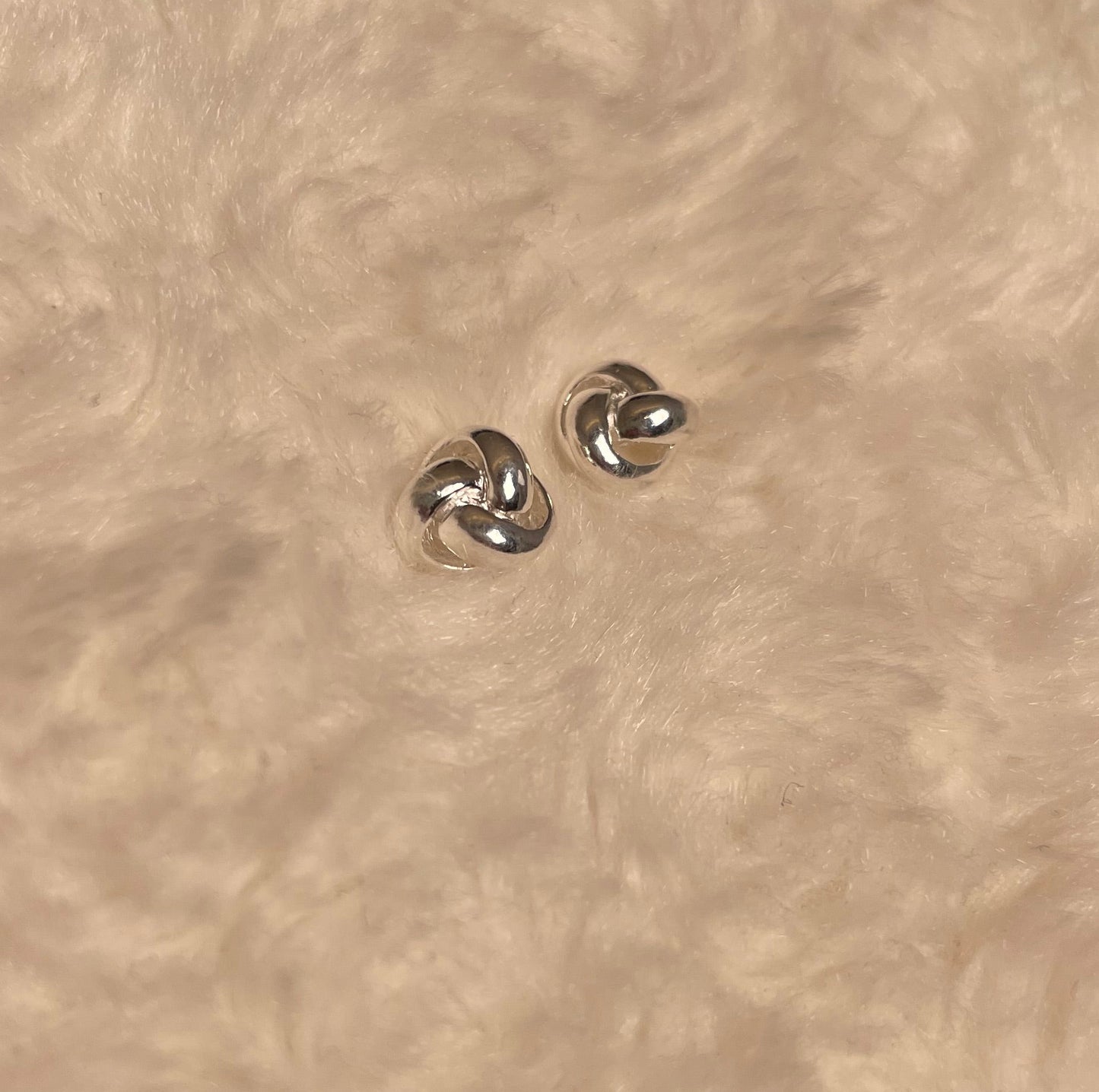 Large knot Earrings Rhodium Plated Silver