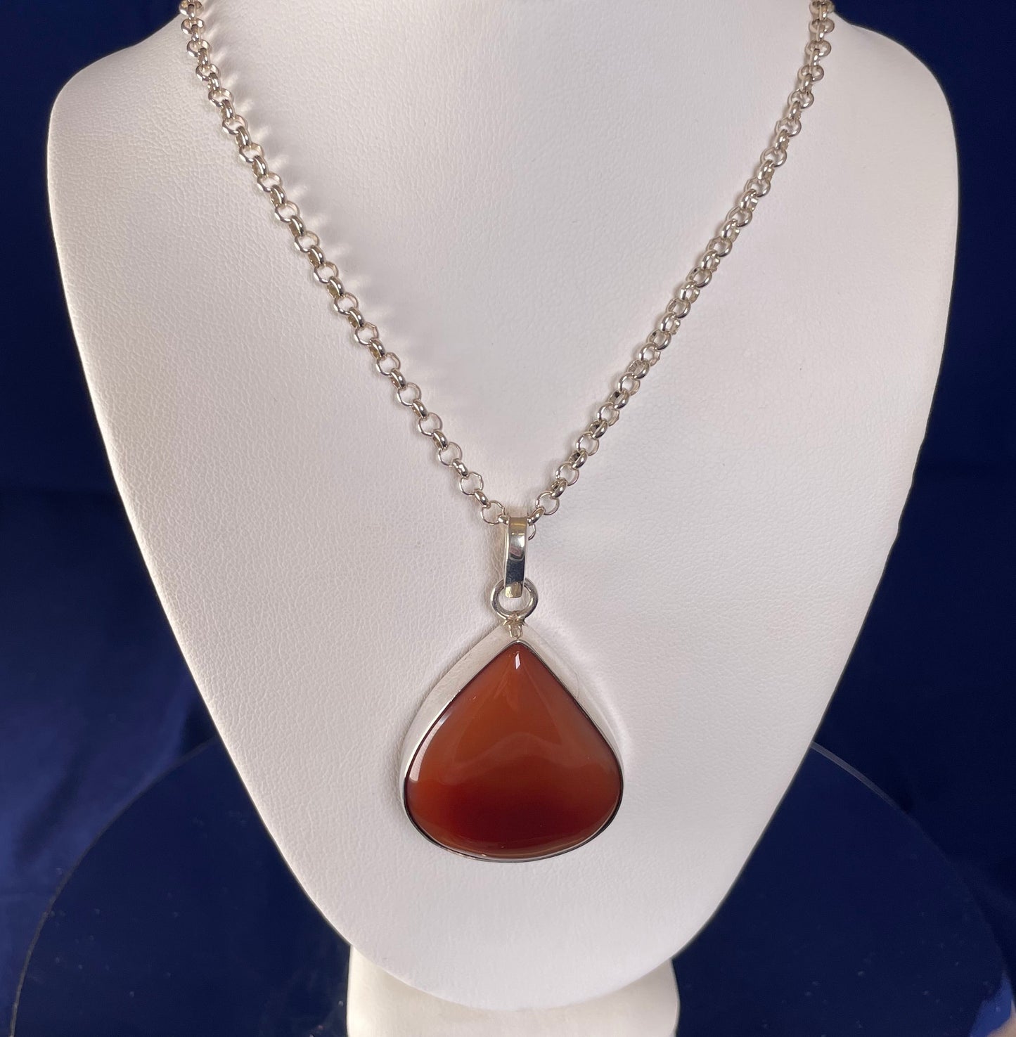 Large Pear Prop Cornelian Silver Pendant