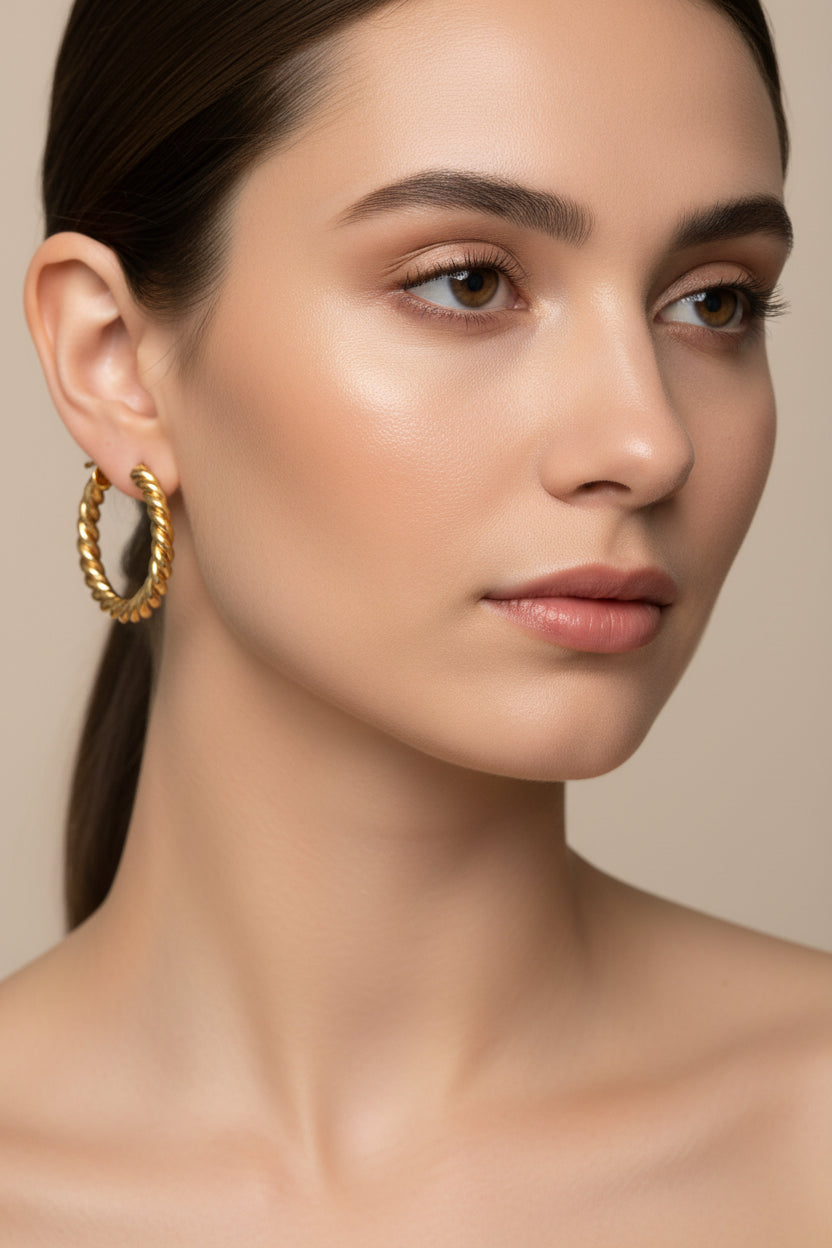 9ct Yellow Gold Twist Hoop Earrings