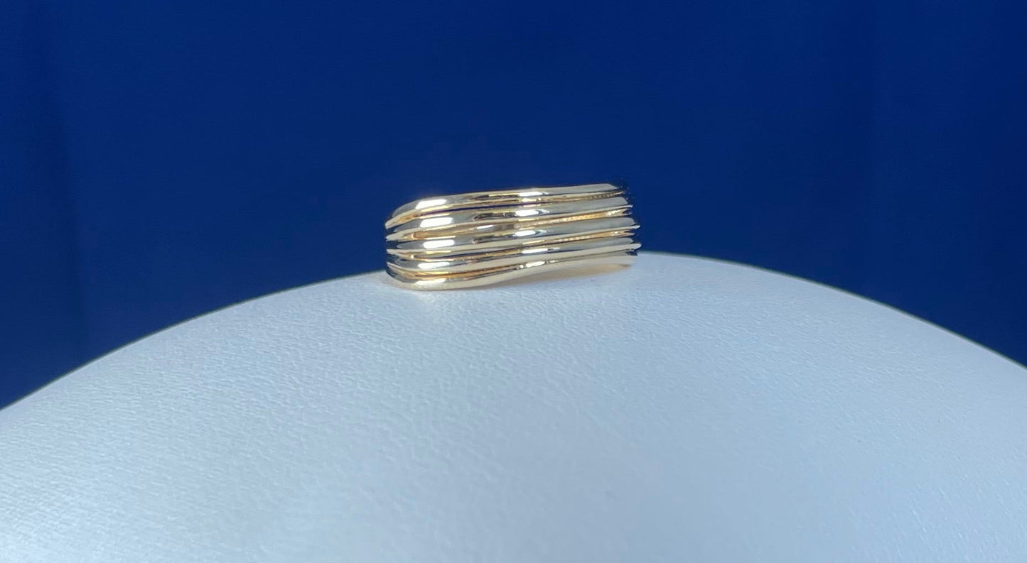 14ct Yellow Gold Five Row Ring
