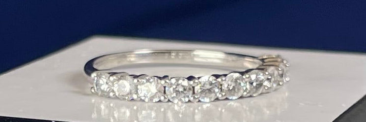 Half Eternity Ring with Cubic Zirconias - Rhodium Plated