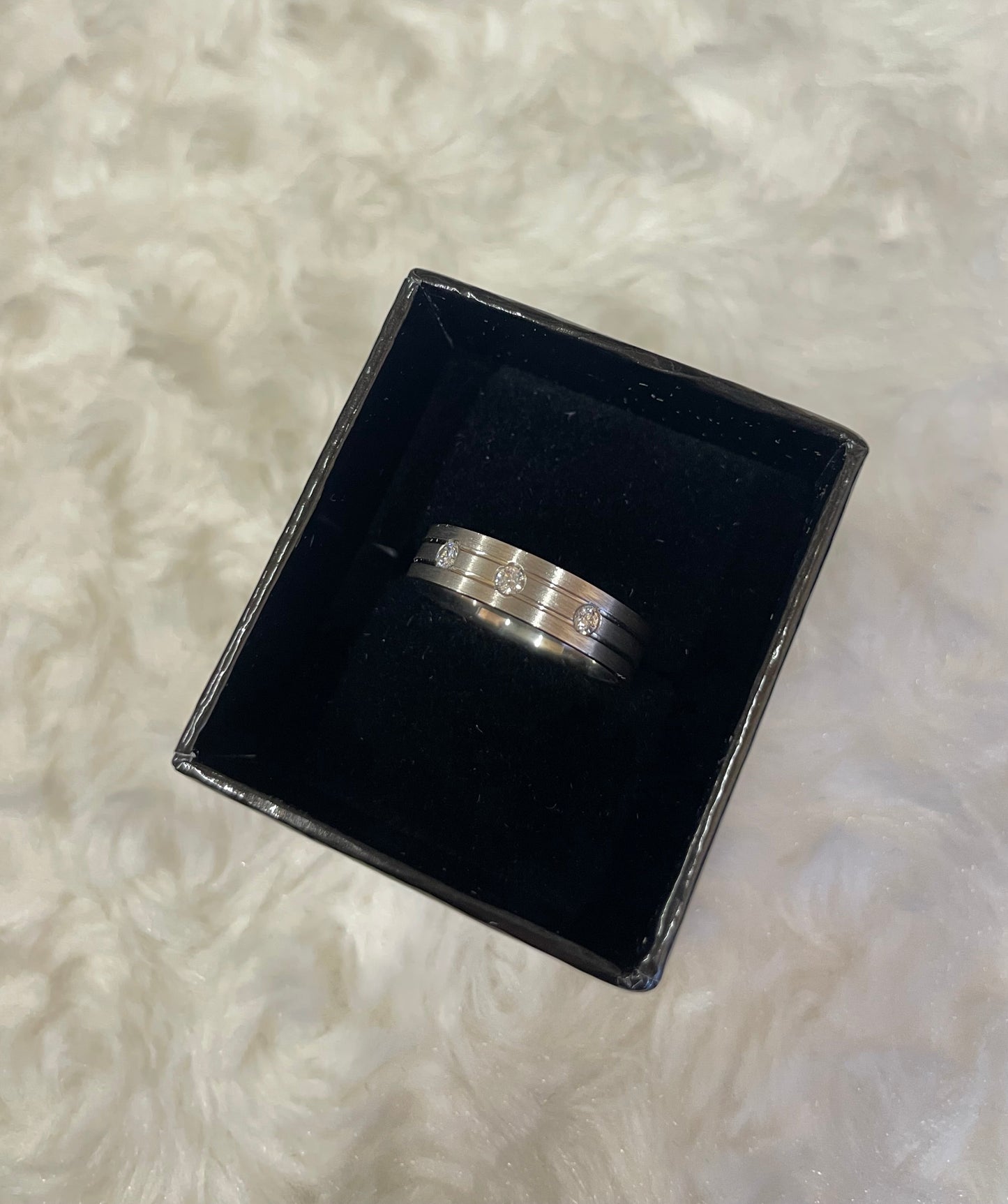 Matte Finish Flat Court Band with Cubic Zirconias