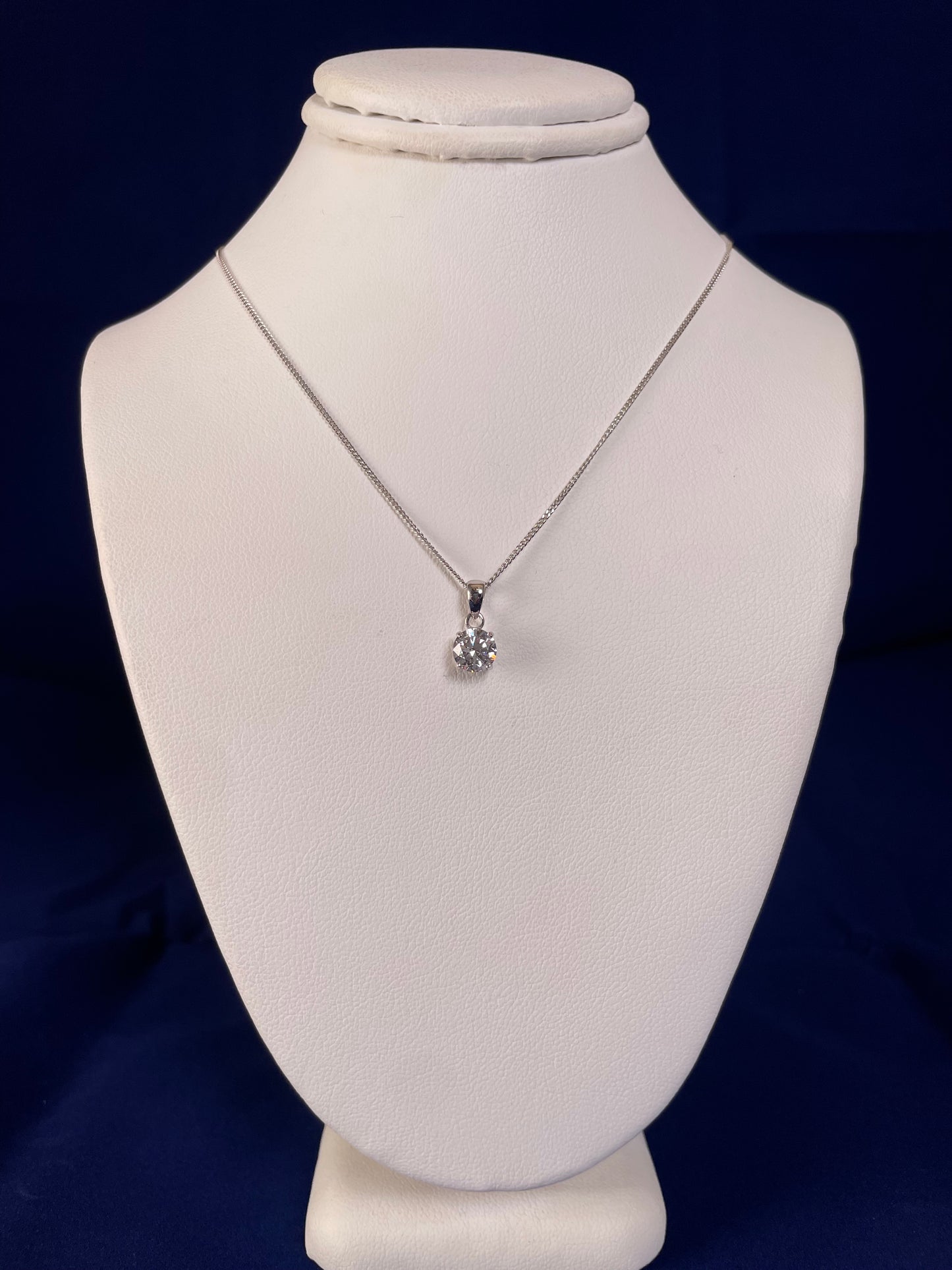 9ct White Gold Brilliant Cut Cubic Zirconia Pendant Necklace