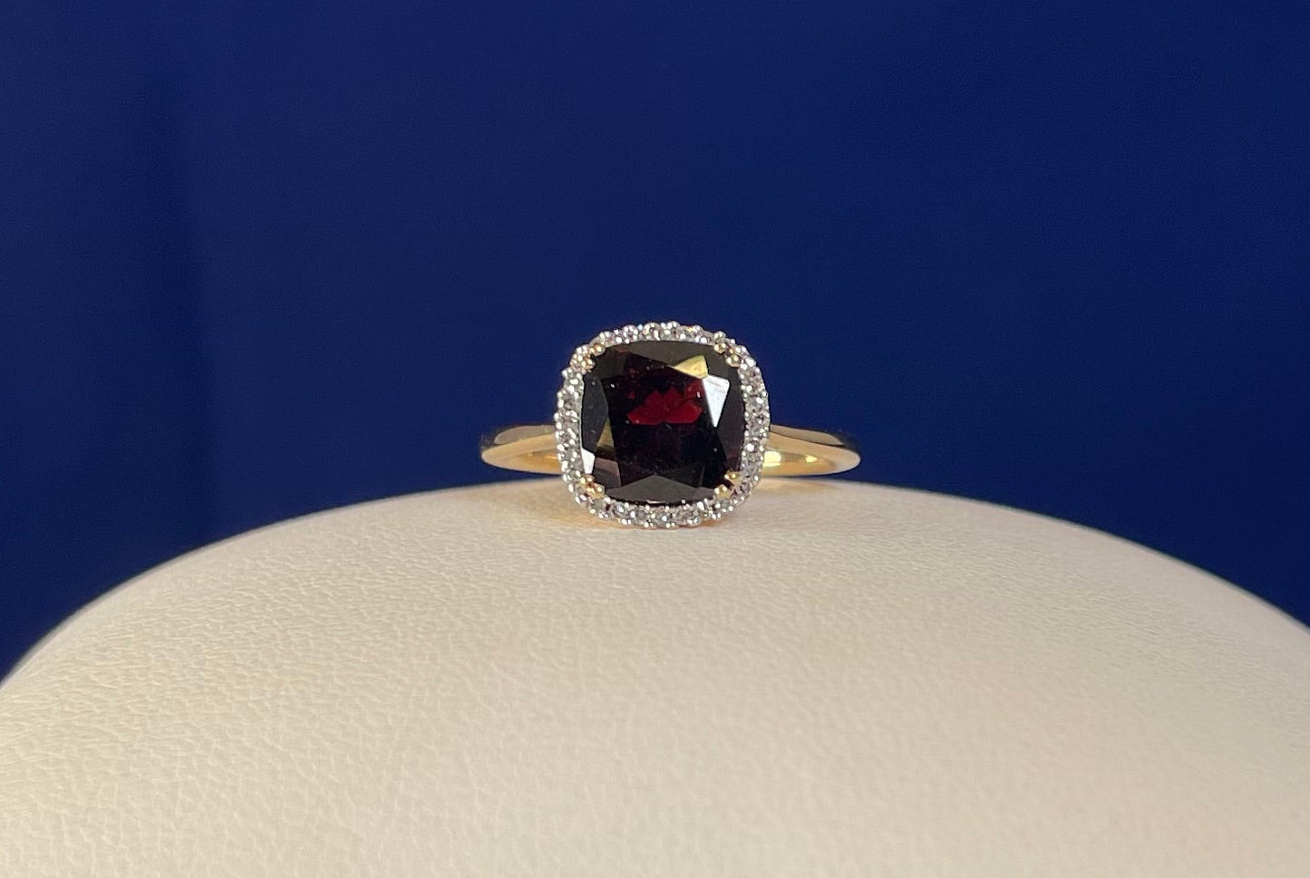 9ct Yellow Gold Garnet Ring & Diamond Ring
