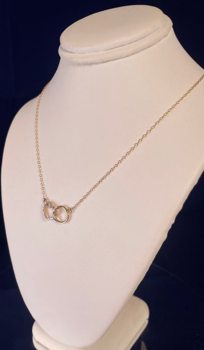 9ct Yellow Gold Diamond Set Heart with Interlocking Circle