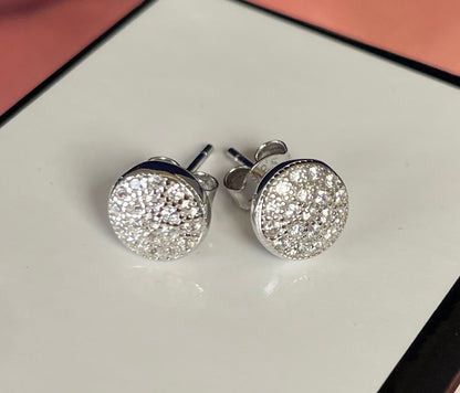 Round Earrings With Cubic Zirconia Rhodium Plated Silver