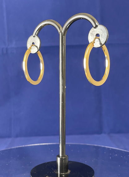9ct Yellow Gold Flat Hoop Earrings.