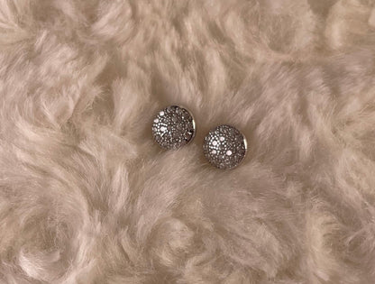 Round Earrings With Cubic Zirconia Rhodium Plated Silver