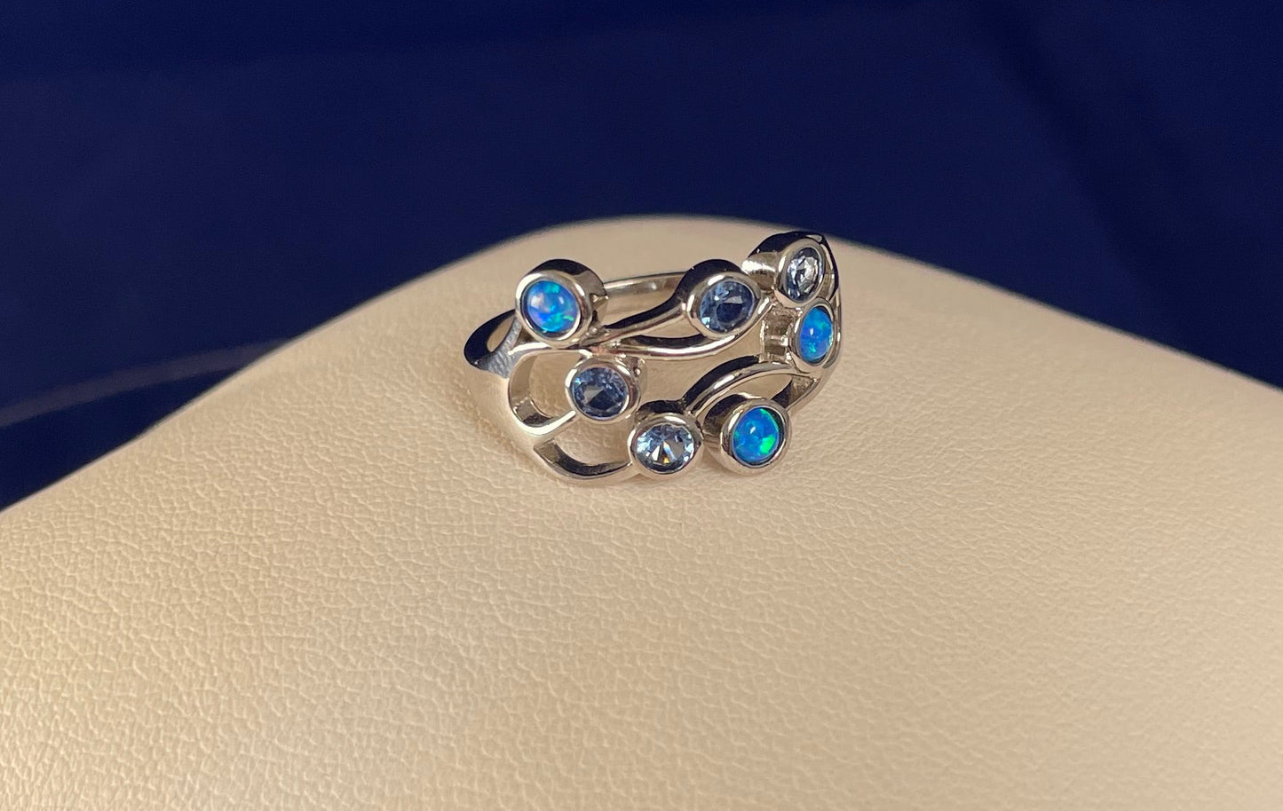 Boodle Ring with Doublets & Blue Cubic Zirconia
