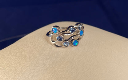 Boodle Ring with Doublets & Blue Cubic Zirconia