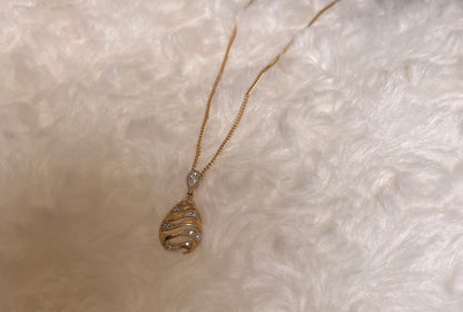 9ct Yellow Gold Teardrop Lattice Diamond Pendant Necklace