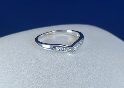 9ct White Gold Wishbone Ring Set with Diamonds