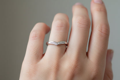 9ct White Gold Wishbone Ring Set with Diamonds