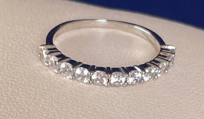 Half Eternity Ring with Cubic Zirconias - Rhodium Plated