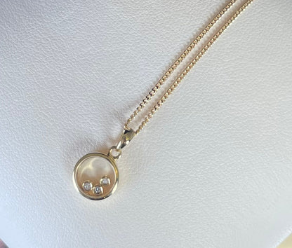 9ct Yellow Gold Floating Diamond Pendant Necklace