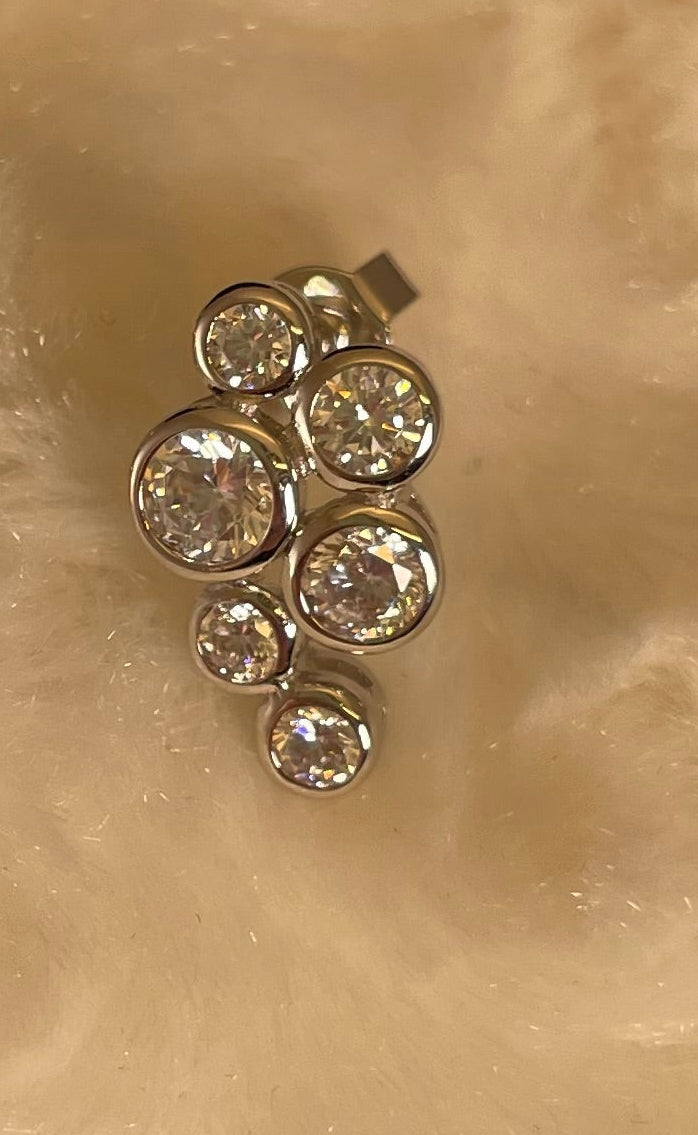 Silver Boodle Style Earrings with Cubic Zirconias