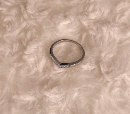 9ct White Gold Wishbone Ring Set with Diamonds