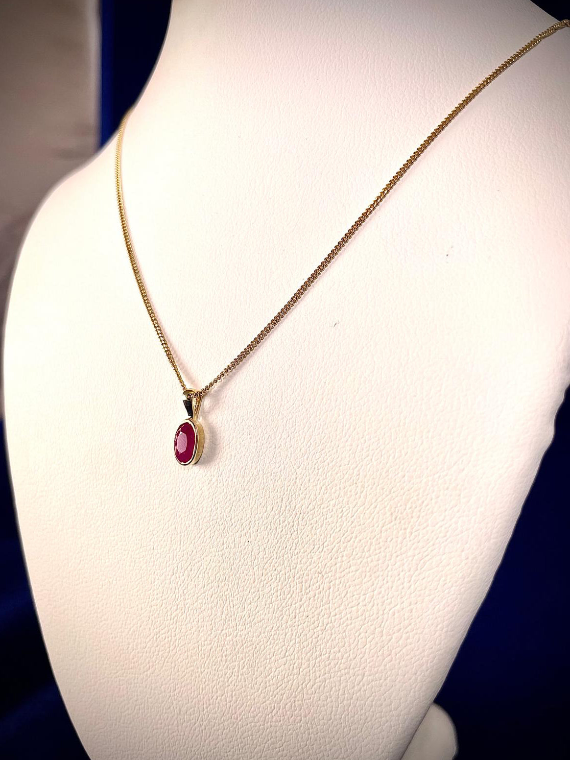 9ct Yellow Gold Oval Ruby Pendant Necklace