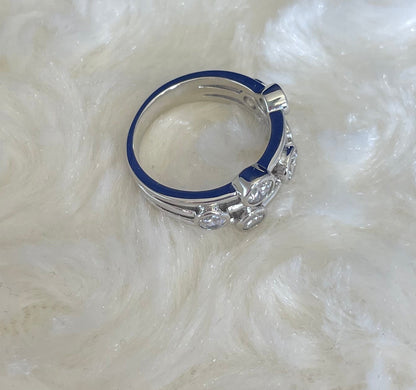 Silver Three Row Boodle Ring with Cubic Zirconias