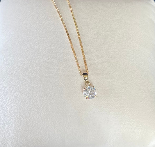9ct Yellow Gold Cubic Zirconia Pendant Necklace