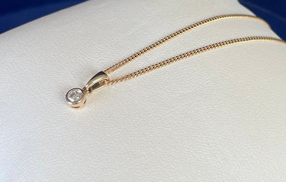 9ct Yellow Gold Delicate Diamond Solitaire Pendant Necklace