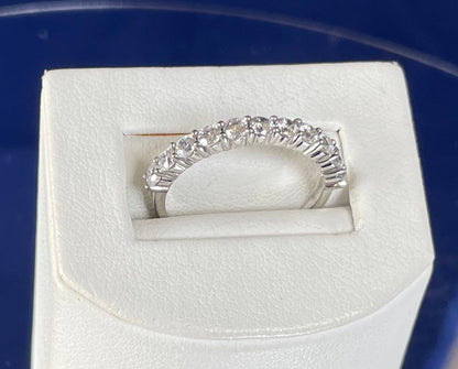 Rhodium-Plated Silver Half Eternity Ring with Cubic Zirconias