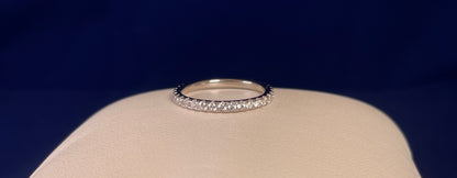 Rhodium-Plated Silver Fine Band Full Eternity Pave Setting Cubic Zirconia