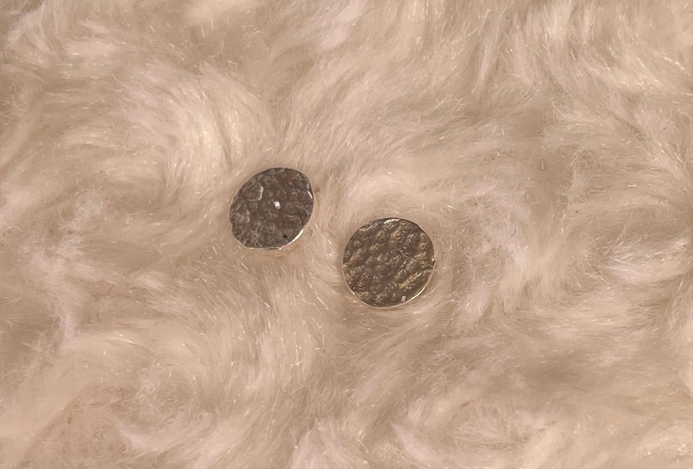 Hammered Disc Earrings Rhodium Plated Silver