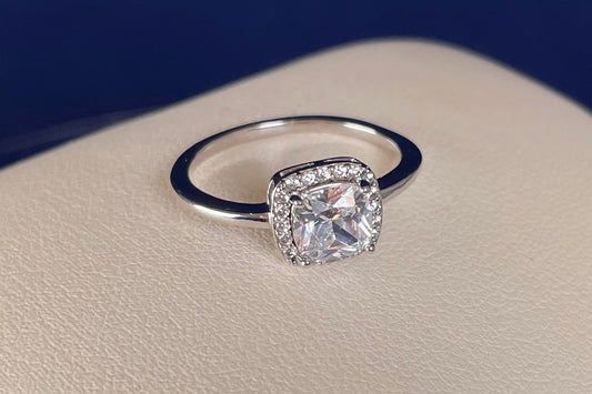 Cushion Shape Cubic Zirconia Cluster Ring