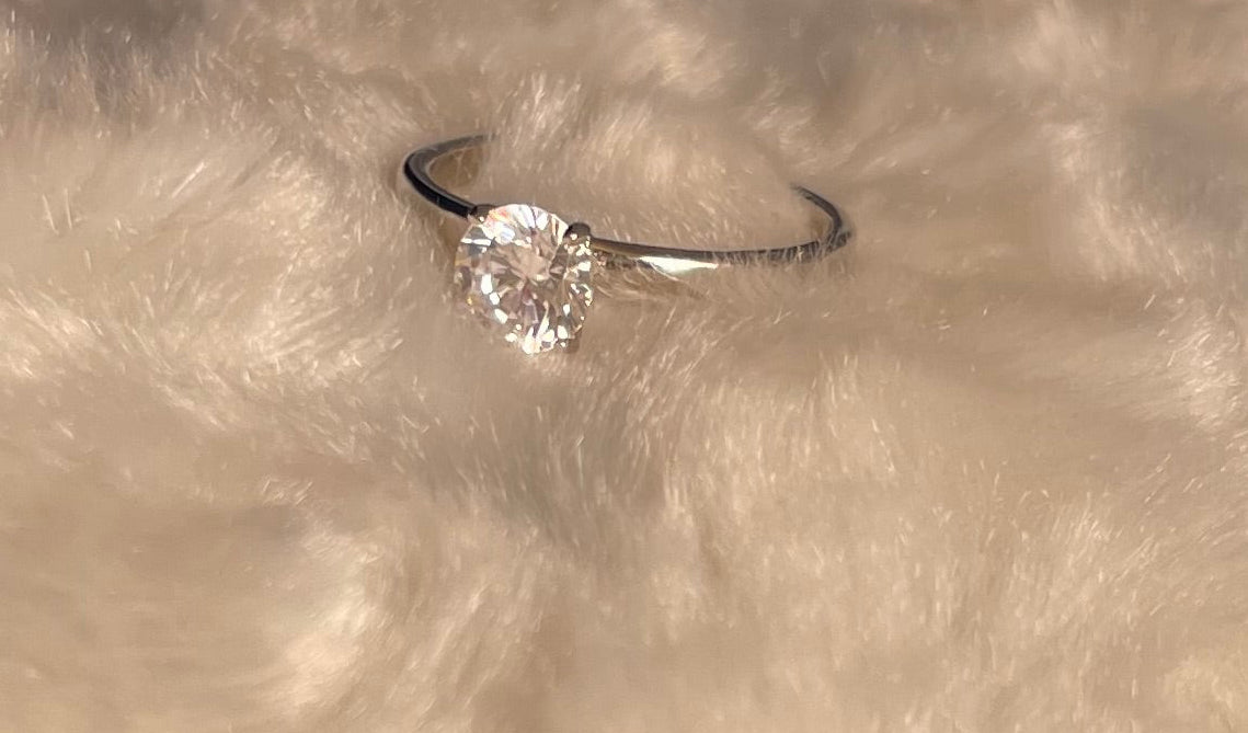 Brilliant Cut Cubic Zirconia Solitaire Rhodium Plated