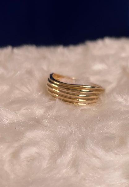 14ct Yellow Gold Five Row Ring