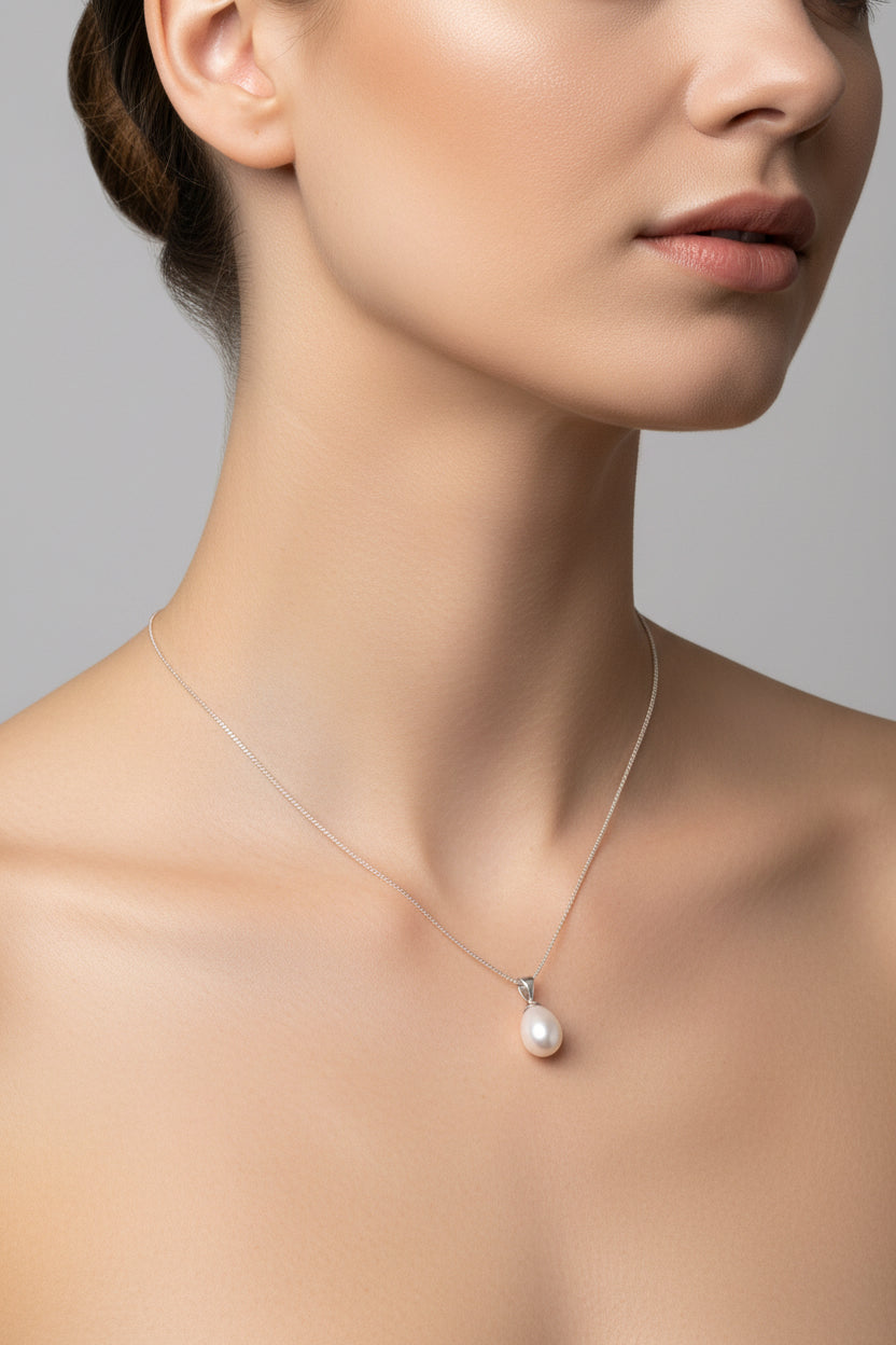 Silver Necklace With Fresh Water Cultured Pearl