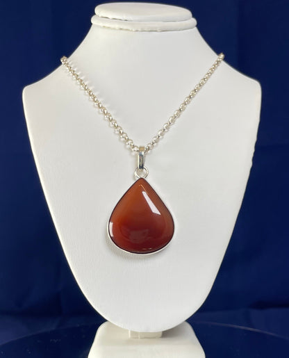 Large Pear Prop Cornelian Silver Pendant