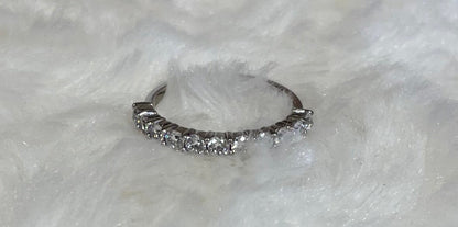Half Eternity Ring with Cubic Zirconias - Rhodium Plated