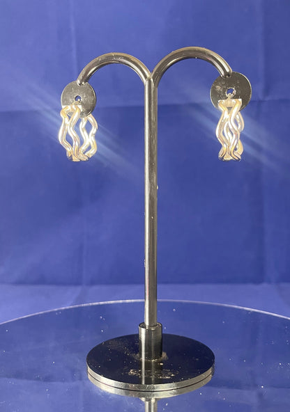 9ct White Gold Wave Hoop Earrings