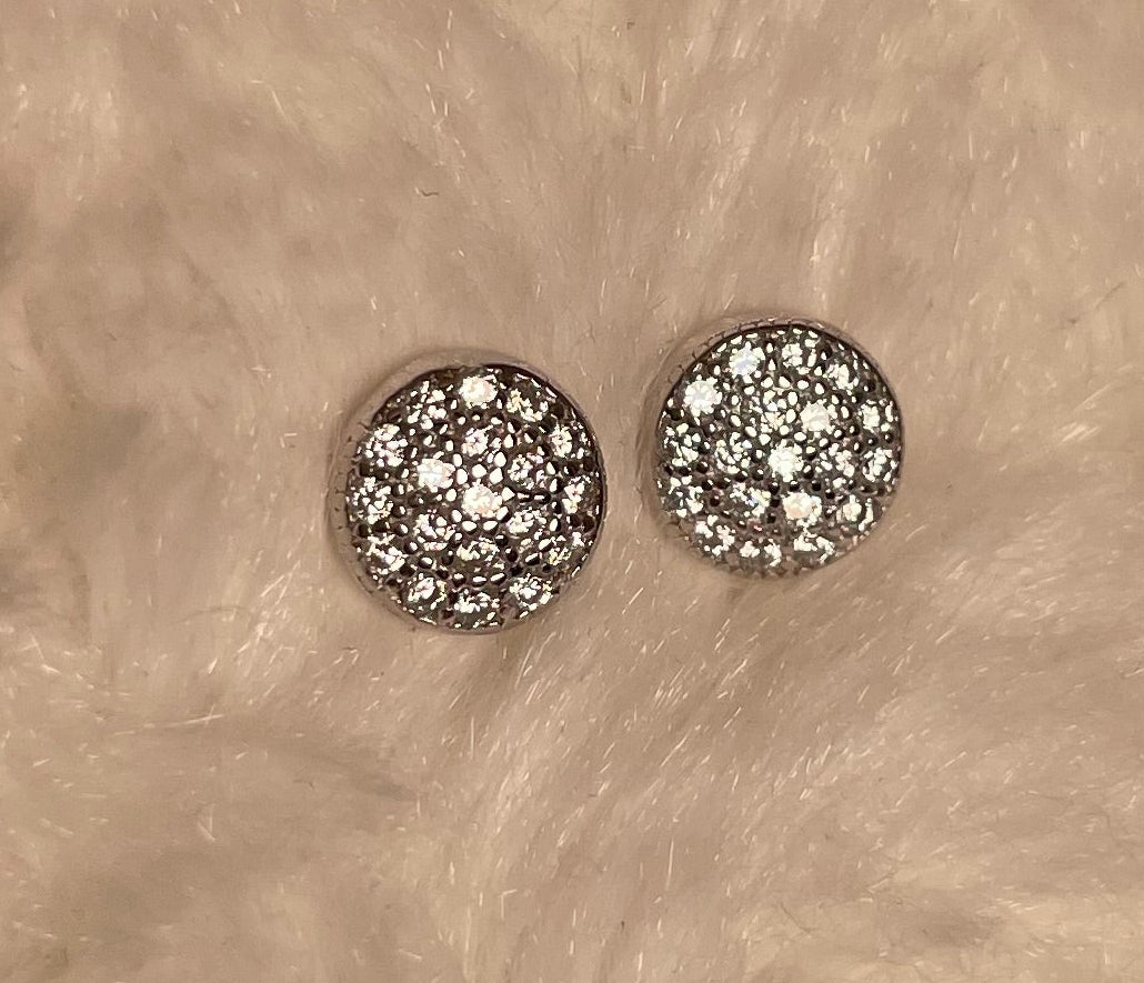 Round Earrings With Cubic Zirconia Rhodium Plated Silver