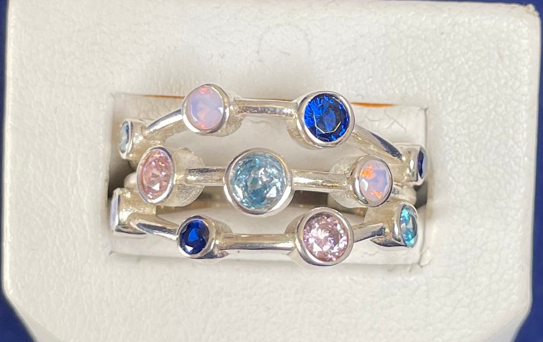 Boodle Ring With Coloured Cubic Zirconias