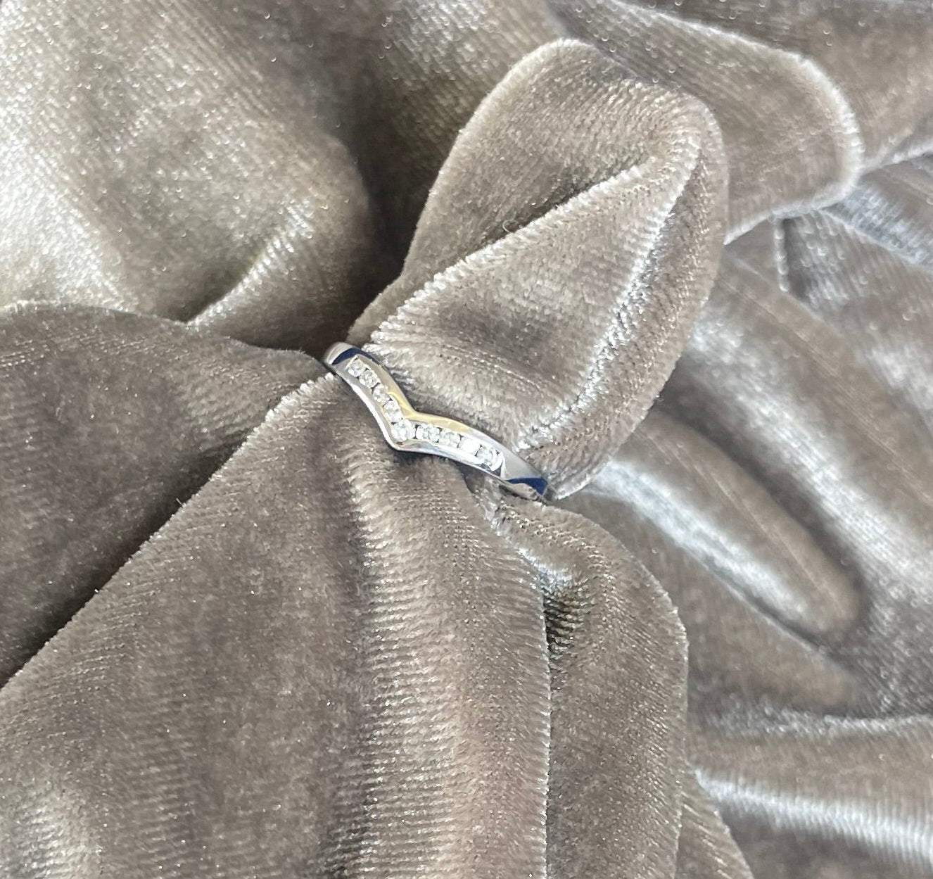 9ct White Gold Wishbone Ring Set with Diamonds