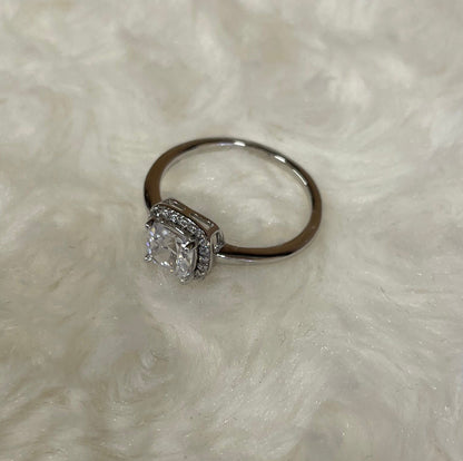 Cushion Shape Cubic Zirconia Cluster Ring