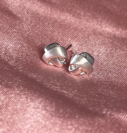 Knot Earrings With Shiny & Brushed Effect Rhodium Plated Silver