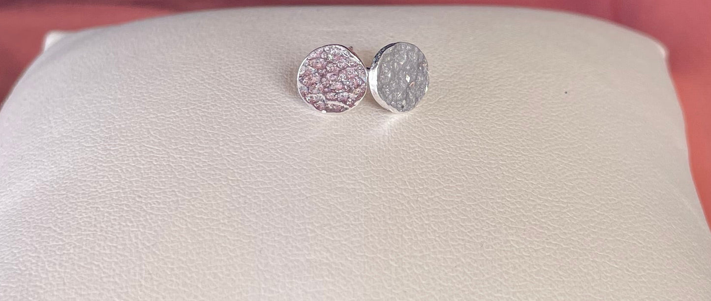 Hammered Disc Earrings Rhodium Plated Silver