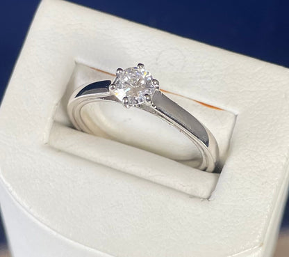 Brilliant Cut Solitaire Cubic Zirconia Six Claw Rhodium Plated