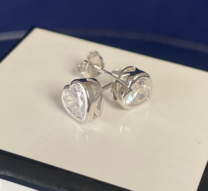 Heart Earrings With Cubic Zirconia Rhodium Plated Silver