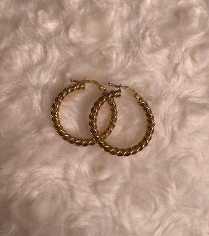 9ct Yellow Gold Twist Hoop Earrings