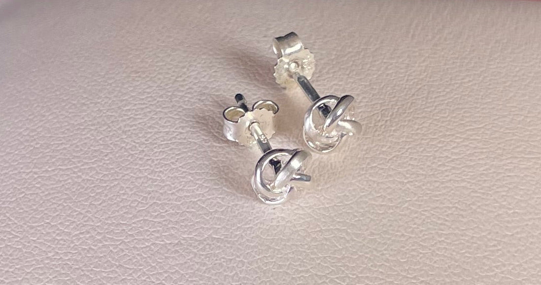Small Knot/ Twist Earrings Rhodium Plated Silver