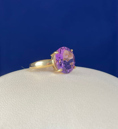 9ct Yellow Gold Pineapple Cut Amethyst Ring