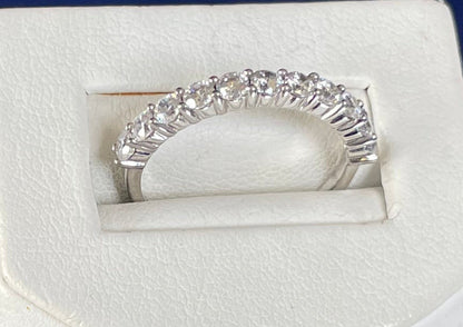 Half Eternity Ring with Cubic Zirconias - Rhodium Plated